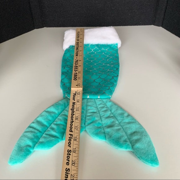 Aqua Blue teal Silver Scale Mermaid Tail Christmas Stocking Hanging Turquoise - Picture 4 of 7